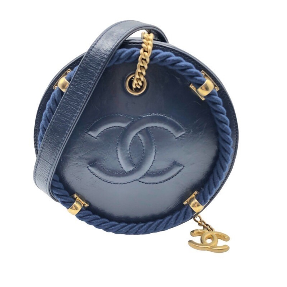 CHANEL Round Chain Shoulder Bag Calfskin Shoulder Bag